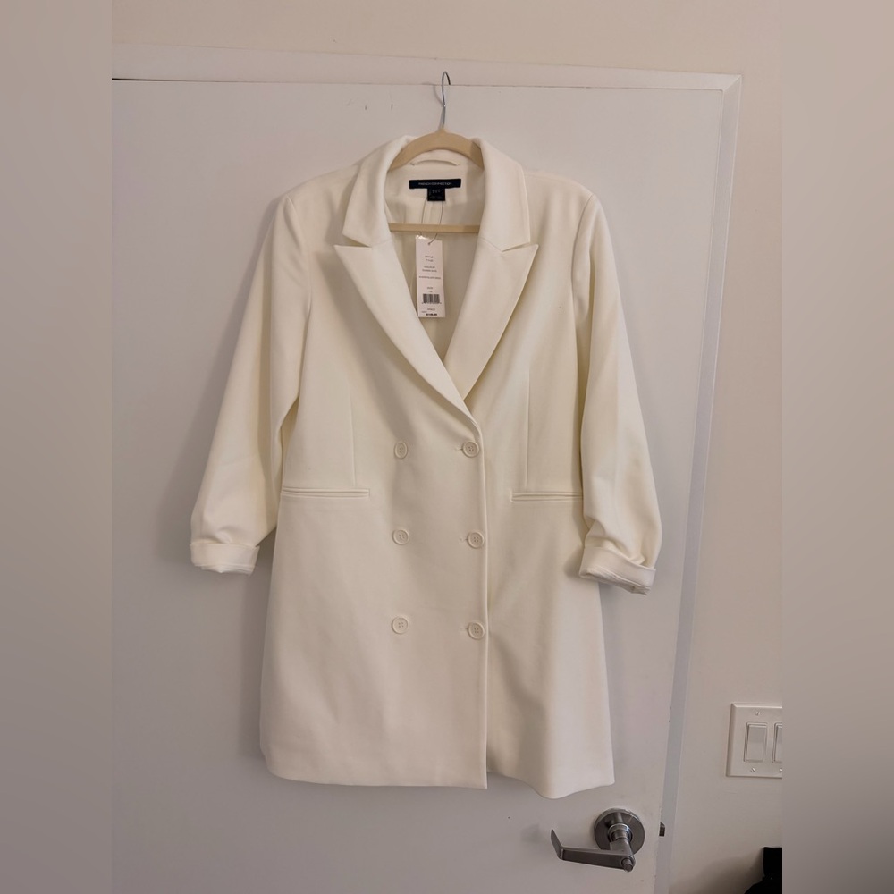 French Connection Cream Double-Breasted Blazer Mini Dress